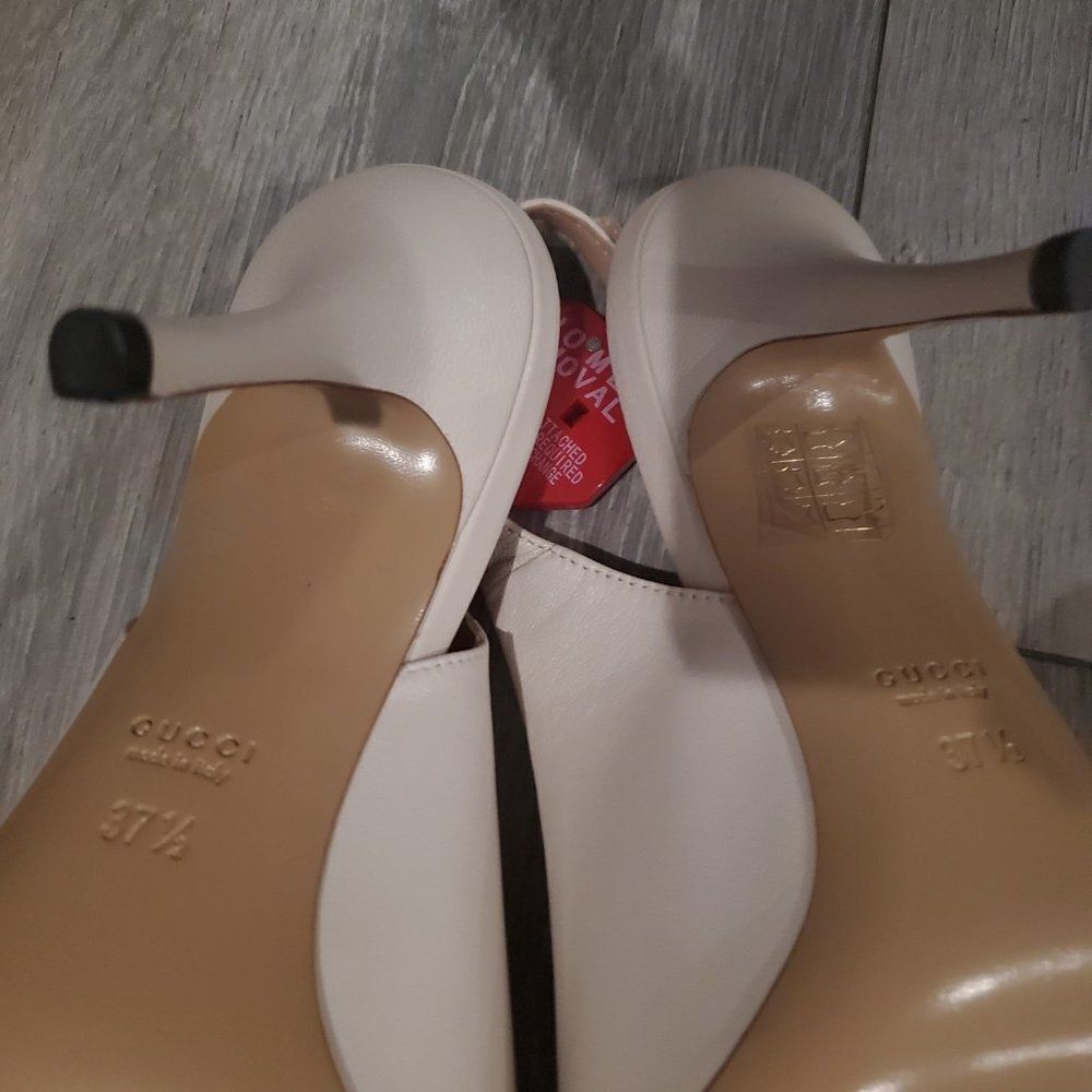 Gucci Horsebit Brand new Authentic White Sling back adjustable Heel Size 37.5 - Picture 4 of 10